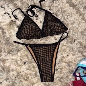 SHEIN- Black and Tan Bikini Set